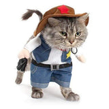 NACOCO Cowboy Dog Costume with Hat - Cat & Small Dog Clothes - Blue (X-Small)