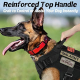 rabbitgoo Tactical Dog Harness for Large, Heavy Duty Pet Harness with Handle, No-Pull Service Vest Large Breed, Adjustable Military Dog Vest for Training Hunting Walking, Black, L
