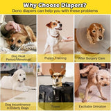 Dono Dog Diapers Female, Disposable Full Wrap with Stretchy Waist, 360° Leak-Proof, Absorbent, Heat Period Doggie Diapers for Small and Large Dogs for Heat, 14 PCS