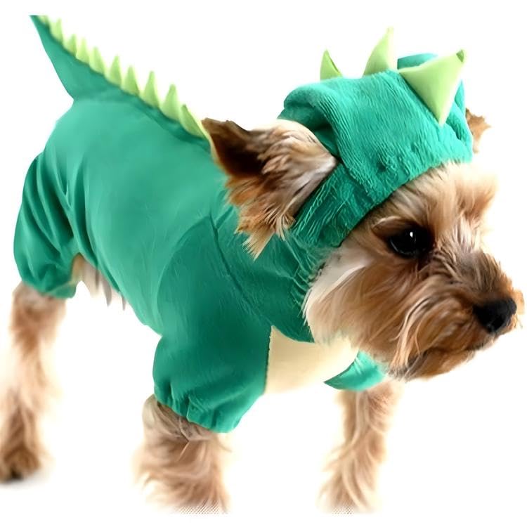 DELIFUR Dinosaur Dog Halloween Costume Pet Dino Hoodie for Large Dogs (4XL, Green)