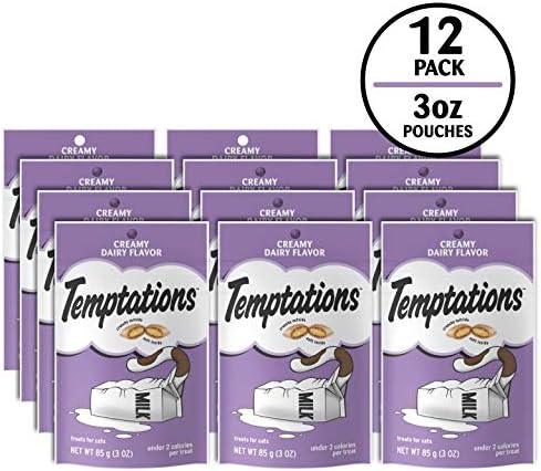 TEMPTATIONS Classic Treats for Cats Creamy Dairy Flavor 3 Ounces (Pack of 12)