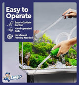 Luigi's Fish Tank Cleaner - Gravel Pump Vacuum for Aquarium - Hand Siphon Hose to Remove and Change Water or Sand in Minutes - Fish Aquarium Accessories, Supplies & Cleaning Tools