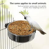 4 Pcs Medium Bird Feeding Dish Cups,Parrot Food Bowl Cage with Clamp Holder Stainless Steel,Birdcage Coop Water Feeder for Cockatiel Parakeet Macaw Finches Lovebirds Small Animals (4 Pack, M)