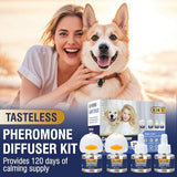 Dog Calming Pheromones Diffuser 6 in 1 Kit Appeasing Pheromone Diffuser to Calm (2 Plug in+4 Pack 48ml Refill) for Anxiety Relief Reduce Aggression Fighting Barking Stress 120 Day Supply(Tasteless)