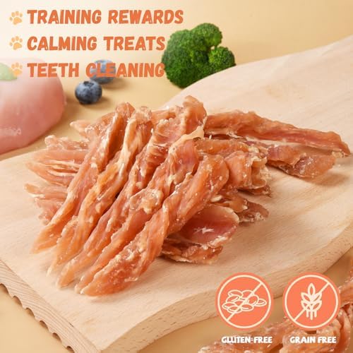 Dog Treats, Chicken Strips for Dogs Natural Healthy Dog Treats Jekry Low Fat Chicken Jerky for Dogs Real Chicken Cuts Training Dog Treats with Taurine for Small Medium Large Dogs 10.58 oz