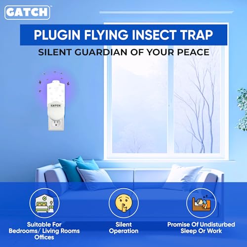 GATCH Indoor Plug-in Fly Trap (2 Pack) for Mosquito Bites, Fruit Fly, Gnat Trap, Bug Zapper and Fly Tapper with Night Light UV Attractant Catcher for Home Office White