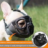 Short Snout Dog Muzzle- Adjustable Breathable Mesh Bulldog Muzzle for Biting Chewing Licking Grooming Dog Mask,Grey(Eyehole) S