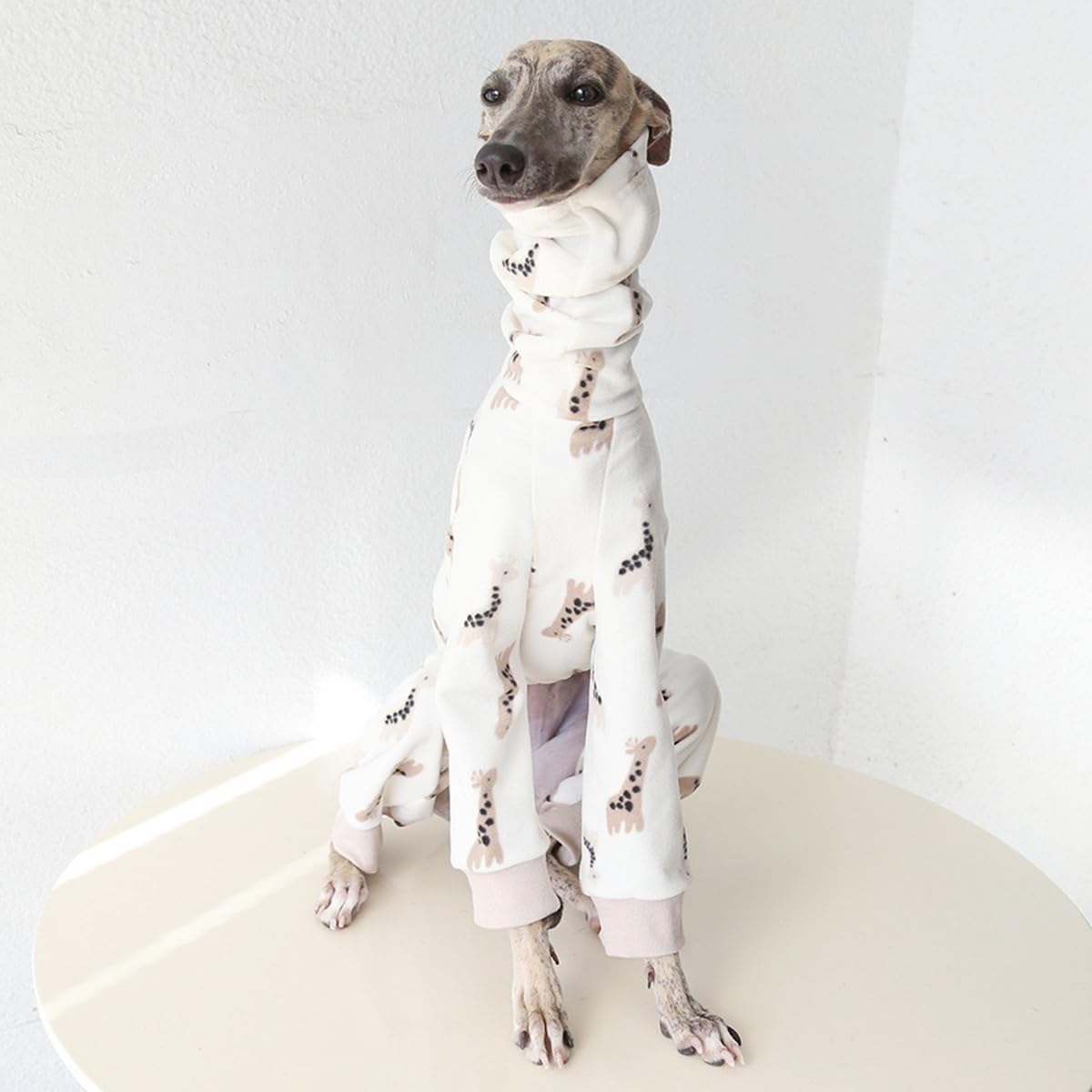 HDKUW Italian Greyhound Sweater, Polar Fleece Turtleneck Dogs Outfit Onesie Clothes, Winter Warm Nordic Dog Pajamas for Afghan Hound Whippet Borzoi Saluki Giraffe XL