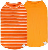 KYEESE 2Pack Waffle Dog Shirts for Small Dogs Stretchy Dog T-Shirts Lightweight Dog Tank Top Sleeveless Striped Dog Shirt Vest Breathable Cat Shirt, Large, Orange+Striped