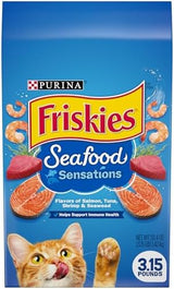 Purina Friskies Dry Cat Food, Seafood Sensations - (Pack of 4) 3.15 lb. Bags