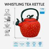 Whistling Tea Kettle for Stove Top Enamel on Steel Teakettle, Supreme Housewares Strawberry Fruit Decor Teapot Water Kettle Cute Kitchen Accessories Teteras (2.3 Quart, Strawberry)