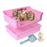 HoppScotch.bun Bumbox Deluxe Rabbit Litter Box, Extra Large 21.45" Training Cage with Toilet Tray for Small Animals, Pink