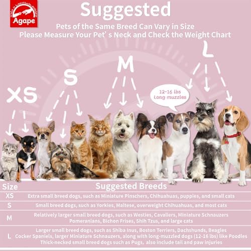 Agape Soft Cone for Cats & Small Dogs, Comfy Pet Cone to Stop Licking, Adjustable Cat E Collar Alternative After Surgery, Protective Elizabethan Collar for Pup & Kitty, Water Repellent Recovery Cone