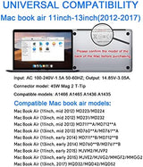 Mac Book Air Charger, Replacement 45W T-Tip AC Power Adapter for Charging Mac Book Air 11-inch and 13-inch