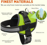 Dogline Dog Harness, Reflective No-Pull Adjustable Vest with Handle, Breathable No-Choke Harness for Small, Medium or Large Dogs Room for Patches Girth 15 to 18 in Lime Green