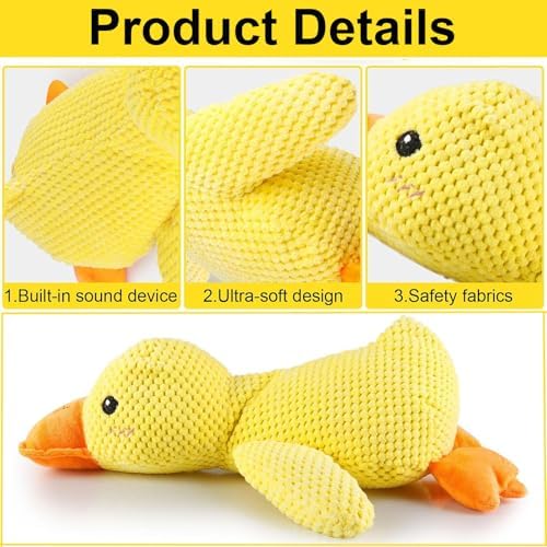 Mellow Dog Calming Duck, 2025 New Yellow Duck Dog Toy, The Mellow Dog Duck, Calming Duck Dog Toy, The Mellow Dog Calming Pillow, Dog Duck Toy with Quacking Sound for Indoor Dog (Yellow)