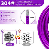 Dog Tie Out Cable 10/15/20/25/30 FT Dog Runner for Yard Steel Wire Dog Cable with Durable Superior Clips Purple Dog Chains for Outside Dog Lead for Large Dogs Up to 165 lbs