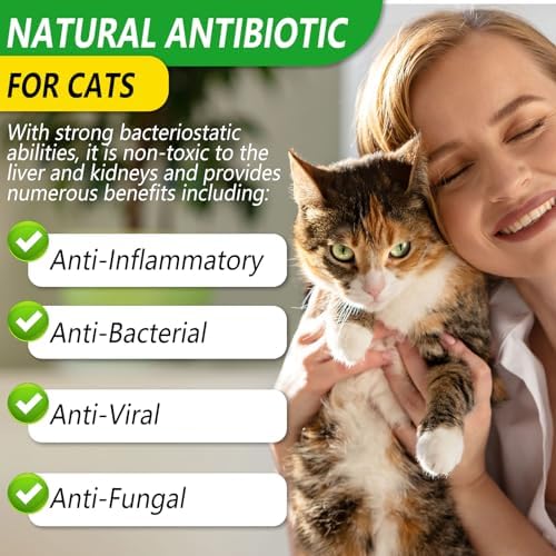 Cat Antibiotics for Infection, Natural Antibiotics for Cats, Cat Multivitamins Liquid, Cat Antibiotic Supports Immune and Cat Allergy Itch Relief, Pet Antibiotics Supplements, Chicken Flavor, 2 Fl Oz