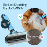 MalsiPree 2-in-1 Dog Grooming Brush & Undercoat Rake - Deshedding Brush and Dematting Comb for Long or Short Haired Dogs - Anti-Shedding Pet Tool - Deshedding Tool