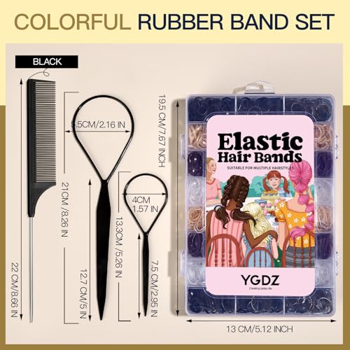 YGDZ Hair Ties, 1500pcs Mini Elastic Hair Bands with Organizer Box, Clear Hair Ties, Hair Accessories Set for Girls, Women, Neutral Colors