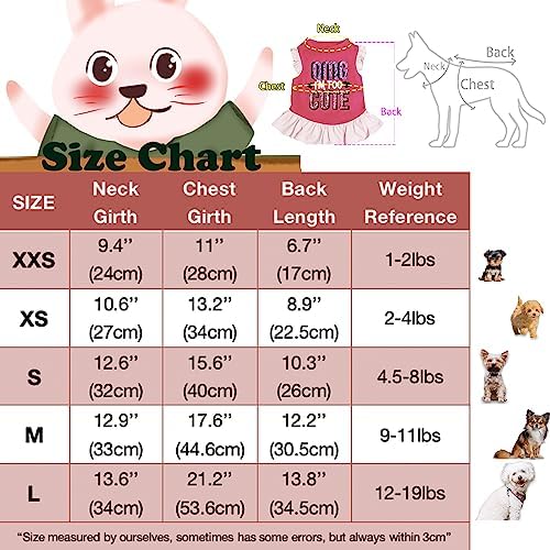 XPUDAC 4 Pieces Dog Dress Shirt Puppy Clothes for Small Girl Cute Doggie Dresses Summer Clothes Apparel for Dogs Cats (Pink Angel, Medium(8-11 lbs))