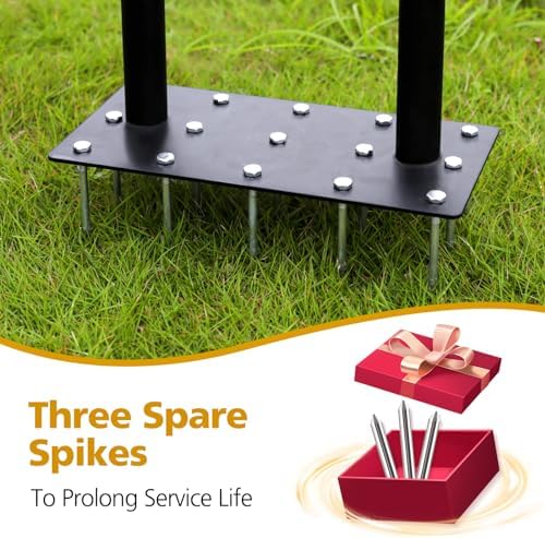 Lawn Aerator Spike Metal Manual Dethatching Soil Aerating Lawn with 15 Iron Spikes, Pre-Assembled Grass Aerator Tools for Yard, Lawn Aeration, Garden Tool, Revives Lawn Health（Black + Yellow01）