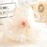 AZA Dog Wedding Dresses Retro for Small Dogs Skirt Lolita Puppy Clothes Rose Flowers Princess Costume Pet Girl Cat Cute Coat Outfits Summer Costumes (S,Rose)