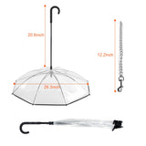 ZEFOXETO Pet Dog Transparent Umbrella, Clear Folding Adjustable Leash, Keeps Pet Dry in Rain (Bending Hook)