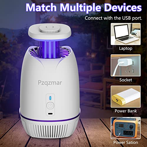 Pzqzmar Fruit Fly Trap,Indoor Insect Trap,Electric Bug Zapper Catcher for Fruit Flies,Flying Insect,Mosquito,Gnat,Moth,Mosquito Killer&Repellent Lamp for Home House,UV Light&Sticky Glue,Plug-in(White)