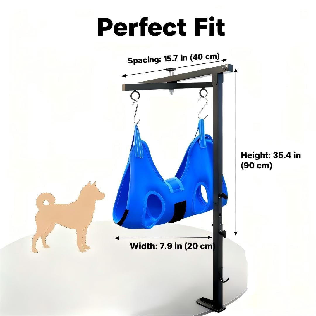 Mluyeri Dog Grooming Arm with Hammock Rotatable, Foldable Adjustable Height Dog Grooming Table Arm and Restraint Leashes for Small Medium Dogs at Home or Salons