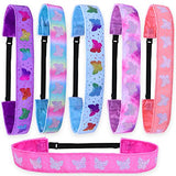 FROG SAC 6 Butterfly Headbands for Girls, Adjustable No Slip Glitter Hair Bands for Kids, Cute Little Girl Sports Head Bands, Sparkly Soccer Gymnastics Headband, Sparkle Hair Accessories