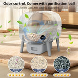 Cumrige Self Cleaning Litter Box, 95 L Automatic Cat Litter Box Self Cleaning for Multiple Cats, with Safety Protection, App Control,2 Roll Garbage Bags,White