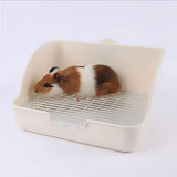 Rat Small Litter Box, 10"x8" Square Corner Litter Box Training Pan with Grid Potty Tray Toilet for Cage Small Animal/Rabbit/Guinea Pig/Bunny/Ferret (White)