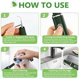 Dog Plaque Remover for Teeth - Pet Ultrasonic Tooth Cleaner, 6 Adjustable Modes Dog Teeth Cldaning Kit with LED Light, Cats and Dogs Tartar Remover for Teeth (Green, Large)