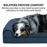 Furhaven Orthopedic Dog Bed for Large Dogs w/ Removable Bolsters & Washable Cover, For Dogs Up to 95 lbs - Plush & Almond Print L Shaped Chaise - Blue Almonds, Jumbo/XL