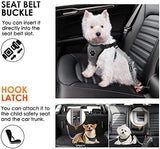 SlowTon 2 Pack Dog Seat Belt, 2 in 1 Attachment, Hook Latch Bar or Seatbelt Buckle with Elastic Nylon Bungee Buffer Adjustable Reflective Nylon Safety Belt Tether Connect to Dog Harness (2pack-GY)