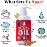 Salmon Oil for Dogs & Cats - Healthy Skin & Coat, Fish Oil, Omega 3 EPA DHA, Liquid Food Supplement for Pets, All Natural, Supports Joint & Bone Health, Natural Allergy & Inflammation Defense, 8 oz