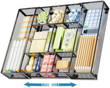Marbrasse Expandable Desk Drawer Organizer, Mesh Drawer Organizer Tray with 10 Adjustable Compartments, Desk Organizers and Accessories, 5 Dividers Drawer for Office Supplies, Makeup & Vanity (Black)