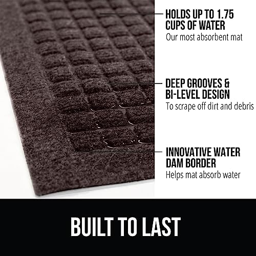 Gorilla Grip Ultra Absorbent Moisture Guard Doormat, Absorbs Up to 1.7 Cups of Water, Stain and Fade Resistant, Spiked Rubber Backing, All Weather Mats Capture Dirt, Indoor Outdoor, 29x17, Coffee
