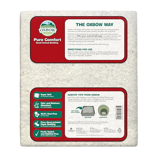 Oxbow Pure Comfort Bedding, Rabbit, Hamster, & Guinea Pig Bedding, Bunny Supplies for Litter Box, Pet Safe, Low Dust, White Paper, 72 Liter Bag