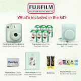 Fujifilm Instax Mini 12 Instant Camera Bundle with Fujifilm Instax Mini Instant Film Value Pack (60 Sheets) with Accessories Including Protective Case, Strap, Photo Album (Mint Green)