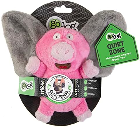 goDog Flips Pig-Elephant Silent Squeak Plush Dog Toy, Chew Guard Technology - Pink, Small