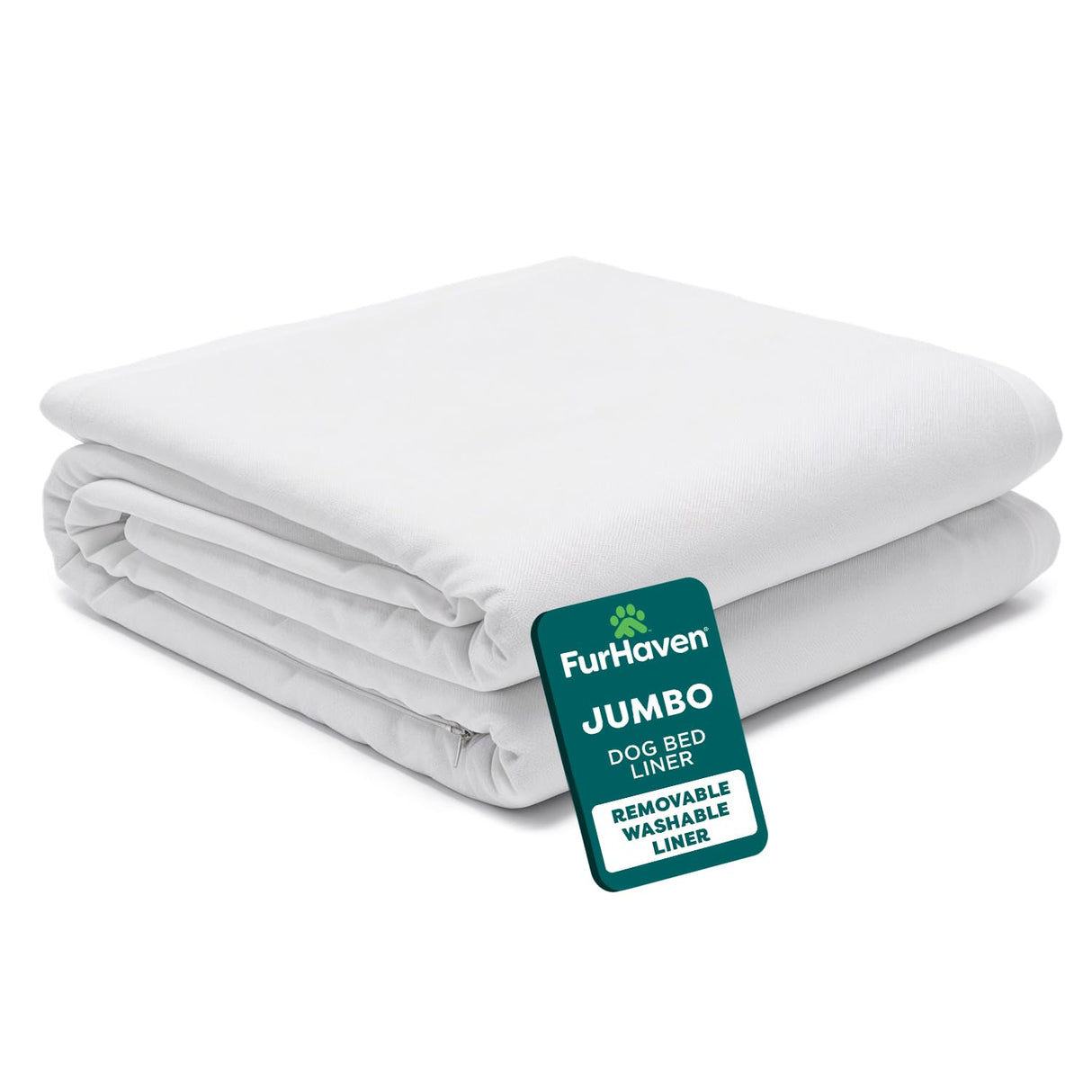 FurHaven Dog Bed Liner for Large Dogs, Water-Resistant Foam Protector with Quiet No-Crinkle Cover Design, Easy to Clean, Jumbo XL, Coated Polyester, White