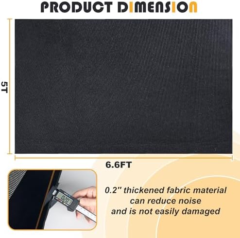 Invech 5 x 6.6 Ft Drum Rug, Drum Mat with Non-Slip Grip Bottom, Soundproof Drum Floor Mat for Electrical Drum, Drum Accessories Gift for Drummers (Black)