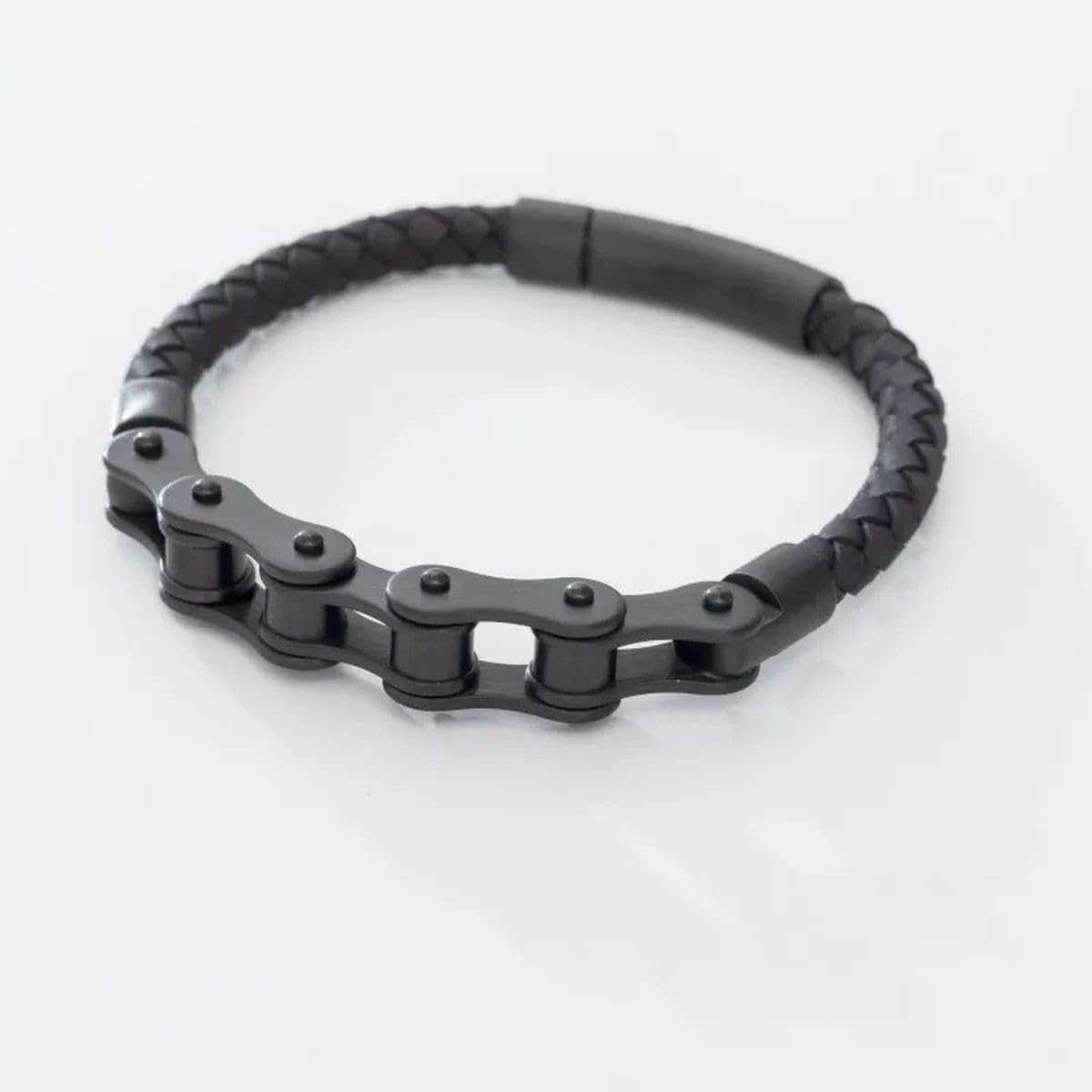 New For Trendy 2025 Retro Punk Bike Chain Hand Woven Leather Bracelet With Metal Buckle For Men Motorcyclist Rock Party Jewelry Gift Jewelry Fashion Accessories Creative Gift