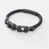 New For Trendy 2025 Retro Punk Bike Chain Hand Woven Leather Bracelet With Metal Buckle For Men Motorcyclist Rock Party Jewelry Gift Jewelry Fashion Accessories Creative Gift