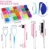 BESARME 28 Colors Rubber Bands for Hair with 7 Hair Styling Tools, 2100 Pcs Colorful Elastic Hair Ties Ponytail Holders Hair Accessories for Girls Baby Toddler Christmas Gifts