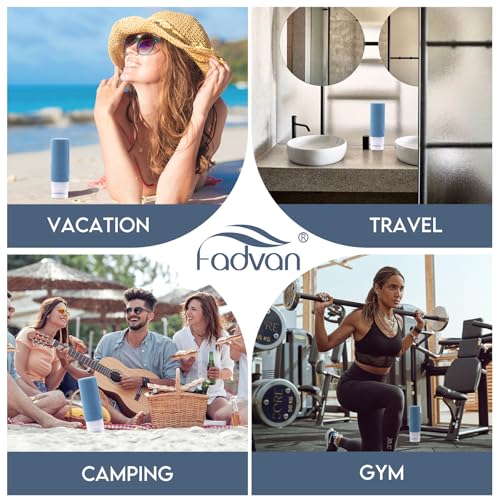 FADVAN Travel Bottles for Toiletries, 3.3oz Tsa Approved Travel Size Containers, BPA Free Leak Proof Silicone Travel Bottles, Refillable Travel Accessories Easy to Squeeze and Clean (Morandi)