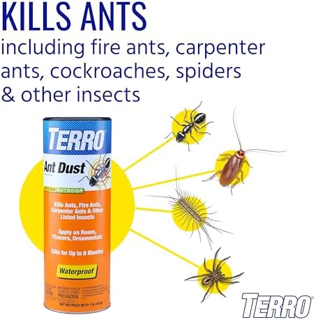 TERRO T600 Ant Dust Powder Killer for Indoors and Outdoors - Kills Ants, Fire Ants, Carpenter Ants, Roaches, Spiders, and Other Insects , 1lb