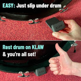 KLAW Bass Drum Rug Anchor - Completely Stops Drum Creep | Works on Every Drum Mat, Drum Rug & Carpet | Pocket Drum Accessories For Kick Drums | Gift Ready Drum Set Brake Accessory (Black, Regular)
